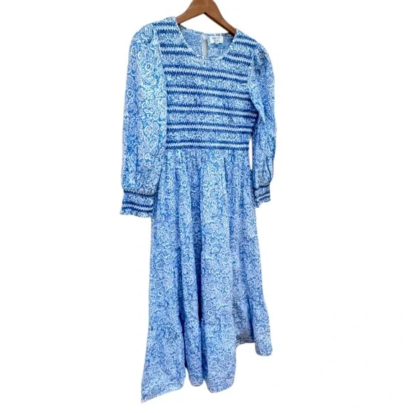 Tuckernuck Pink City Prints Isabel Ornate Sky Blue Smocked Midi Dress - Picture 8 of 16